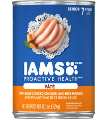 Iams Proactive Health Senior with Slow Cooked Chicken and Rice Pate Wet Dog Food